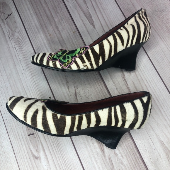 Dana Stein Zebra Butterfly Size 6.5 Heels Wedge - Picture 8 of 8